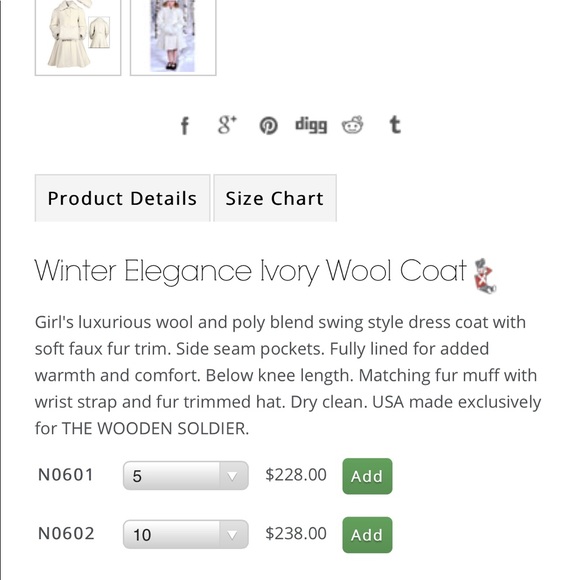 Girls luxurious Elegant Ivory winter faux coat&hat - Picture 6 of 7